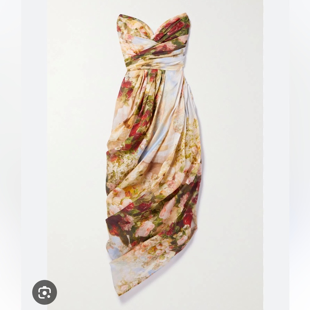 Zimmermann Luminosity Strapless Midi Dress in Rosy Garden - Picture 9 of 9